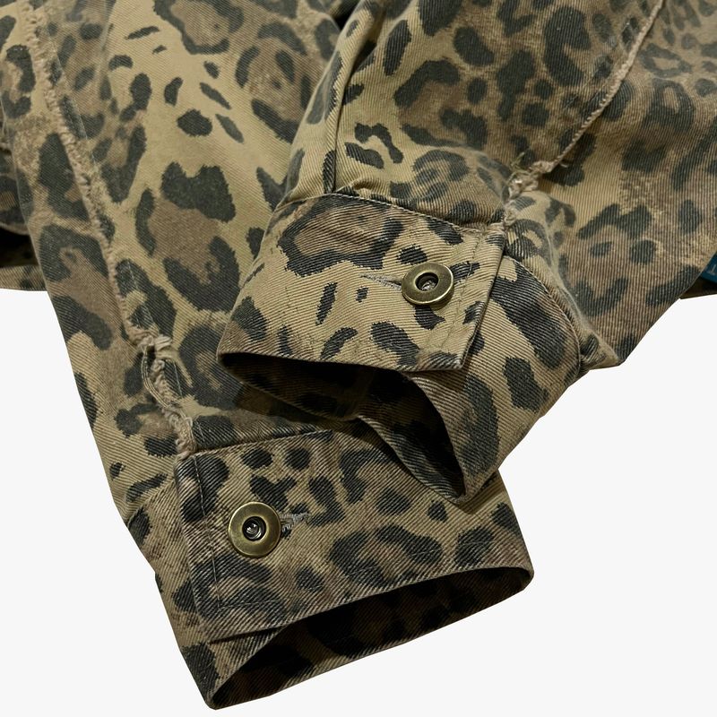 leopard grunge trucker jacket_beige