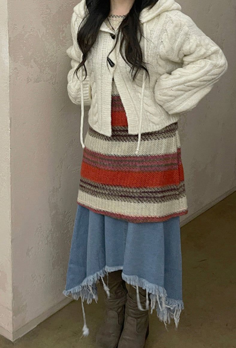 vintage jean damage long skirt