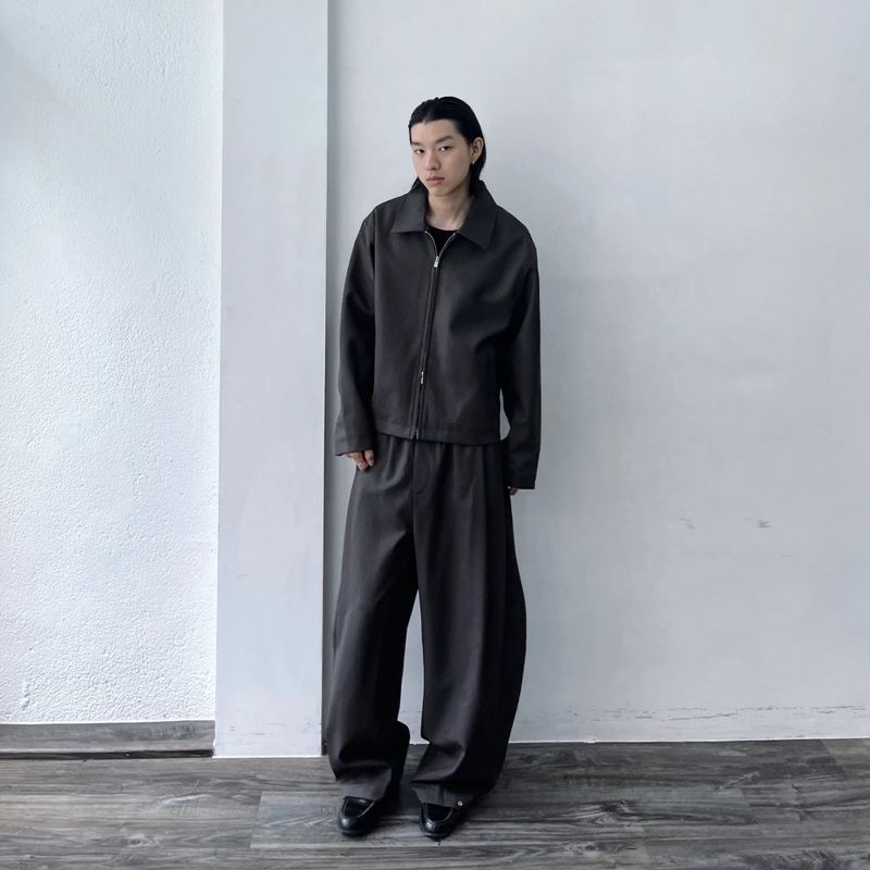 ピンストライプ ジップ ジャケット