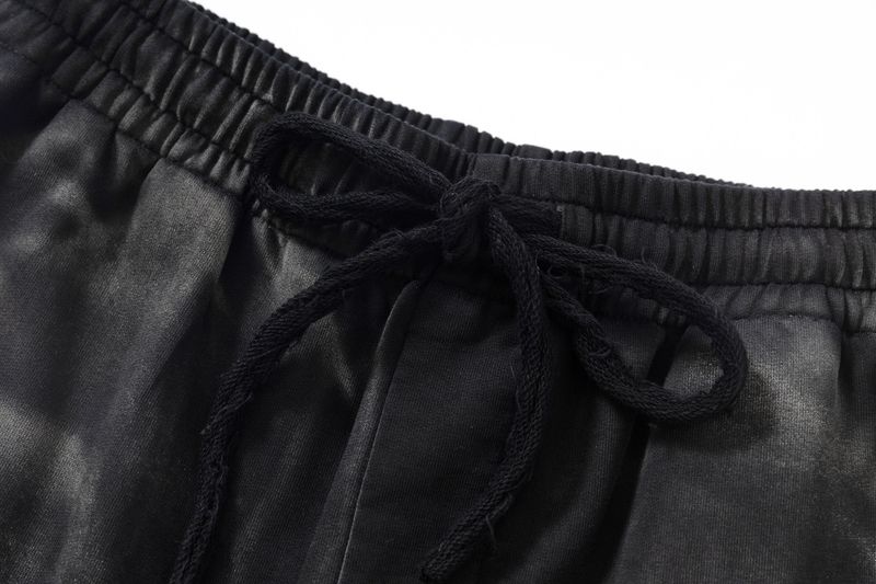 WASHED DISTRESSED RANDOM STITCH HOT-STUDDED DRAWSTRING SWEATPANTS