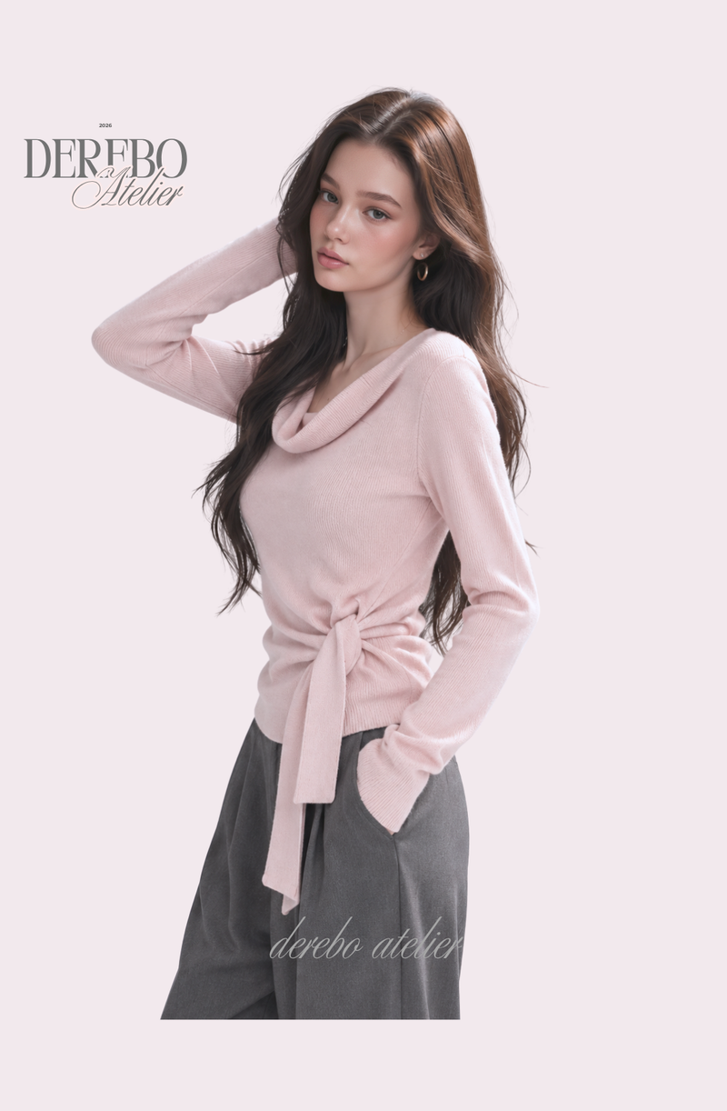Flow Pink Shirring Wrap Knit Top