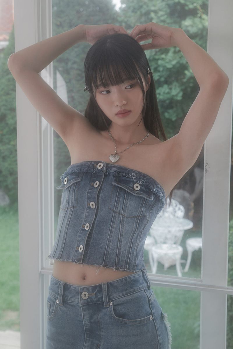 DENIM OFF SHOULDER TOP (BLUE)