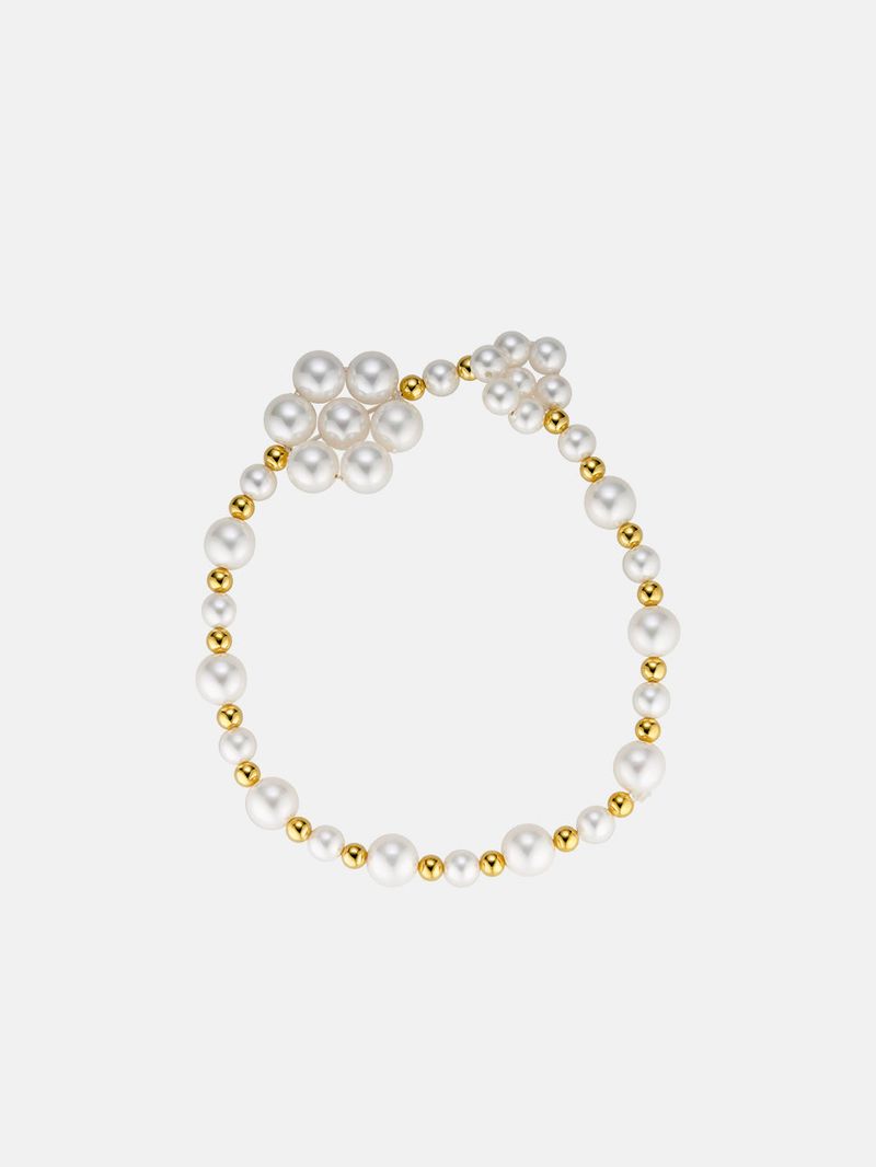 flower pearl silver bracelet