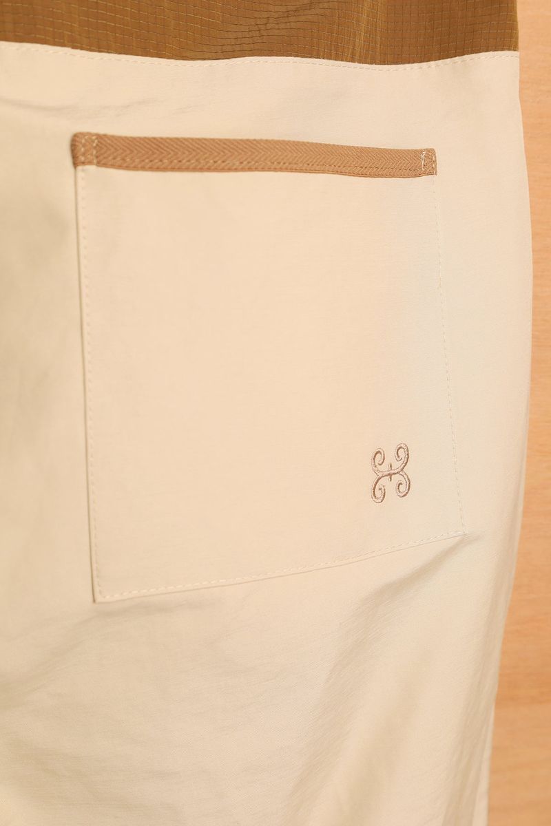 ASYMMETRIC WAVE PANTS-BROWN ECRU