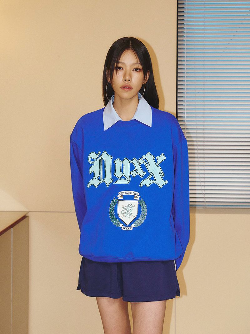 EMBLEM PATCHWORK SWEATSHIRT (BLUE)