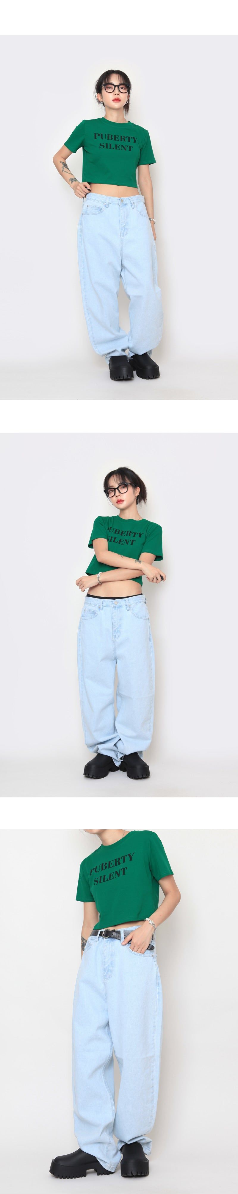 Basic Lettering Cropped T-shirt