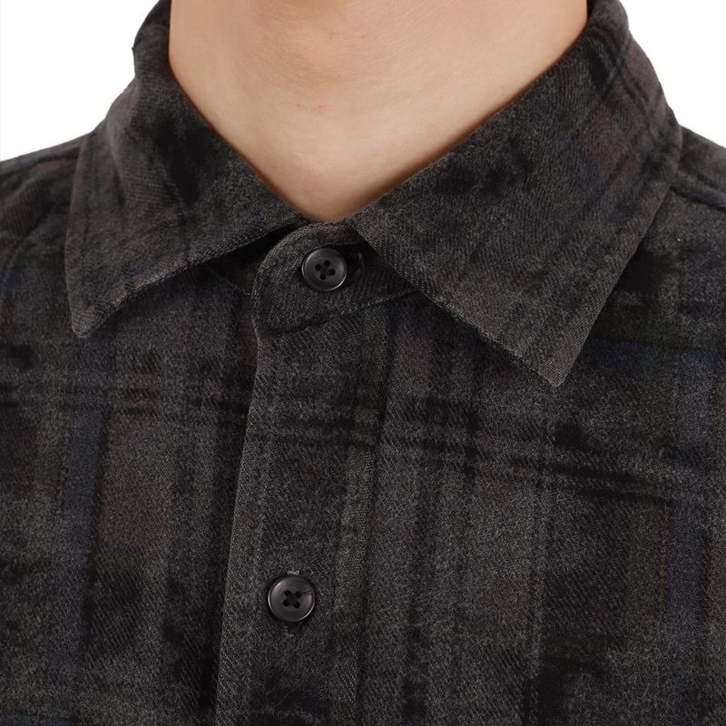 PIGMENT COATED CHECK SHIRTS CHARCOAL