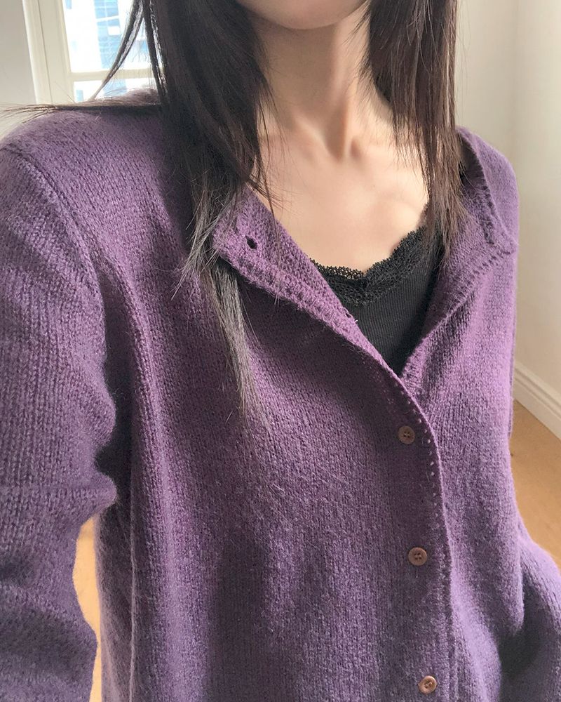 Mess Basic Round-Neck Long-Sleeve Cardigan