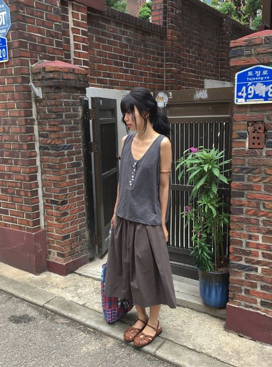 Libe Vintage Button Layered Sleeveless