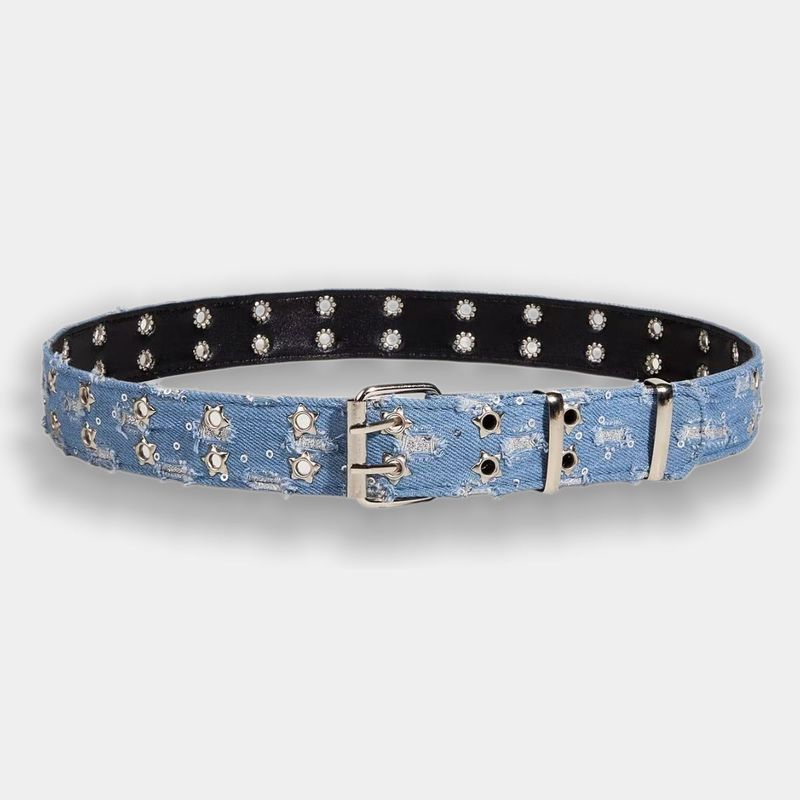 Denim Star Eyelet Double Belt