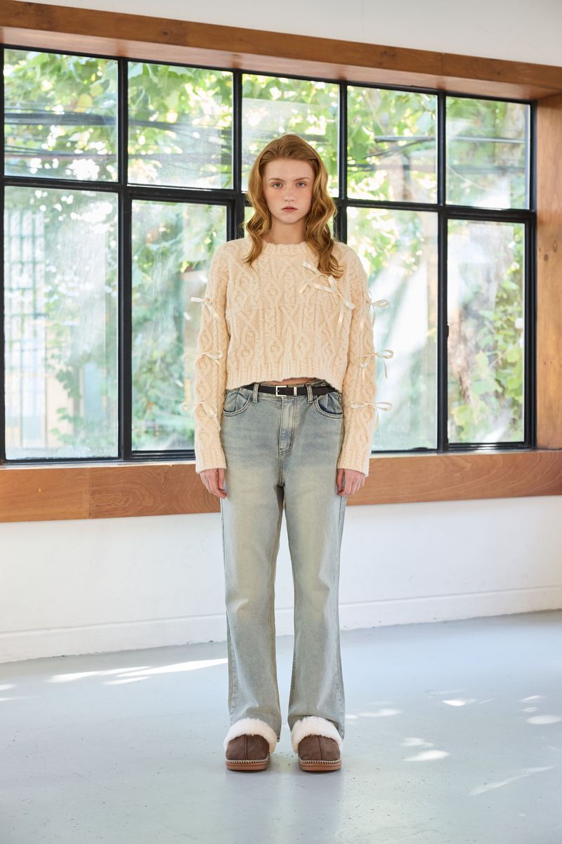 WHIMSICAL WOOL RIBBONE KNIT / IVORY