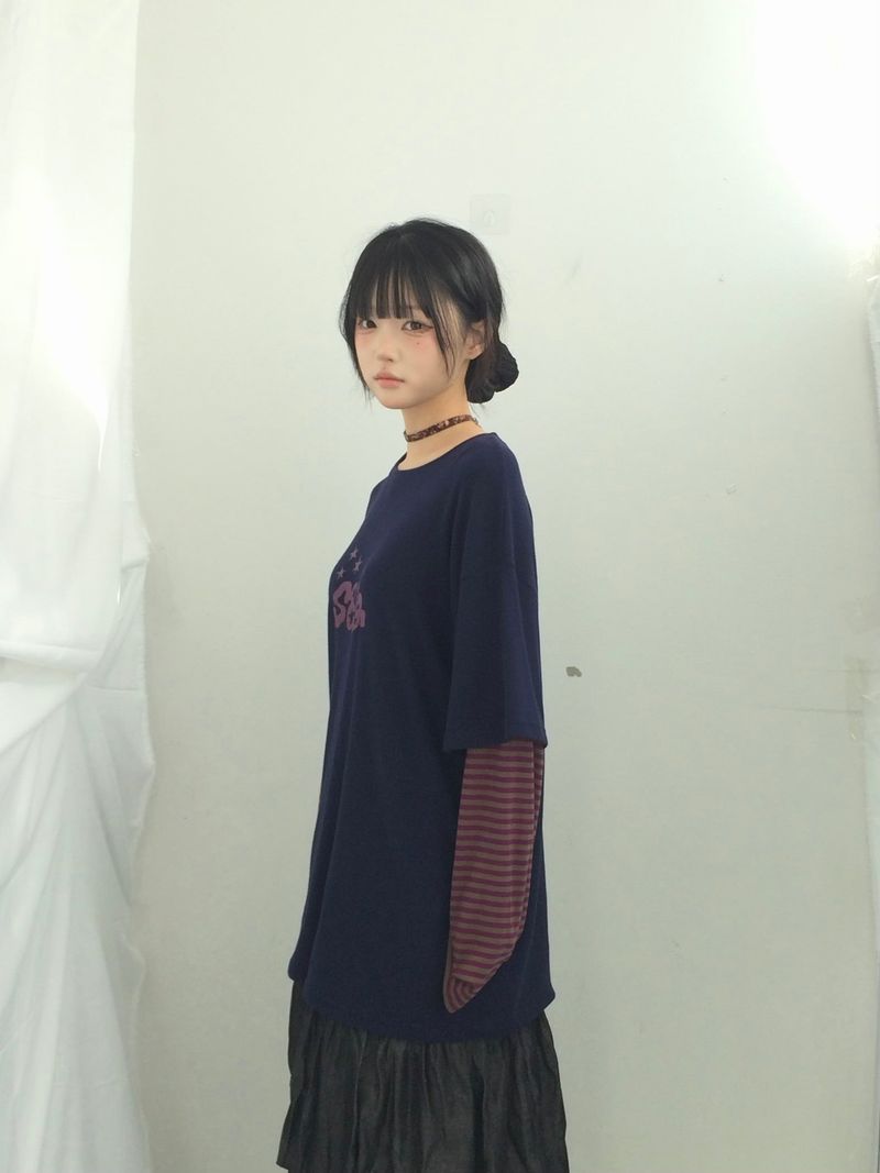 Diagonal Layer Shirring Long Skirt