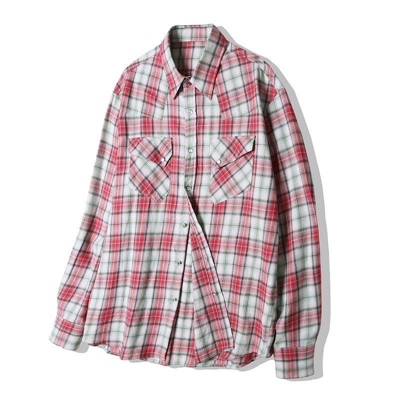 03s plaid western shirt red