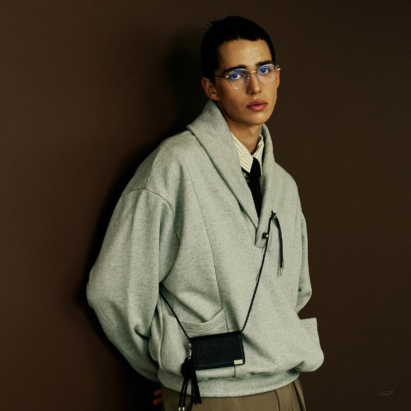 panel pocket shawl collar mtm grey