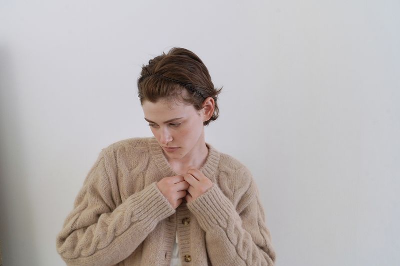 Mohair cable cardigan_beige