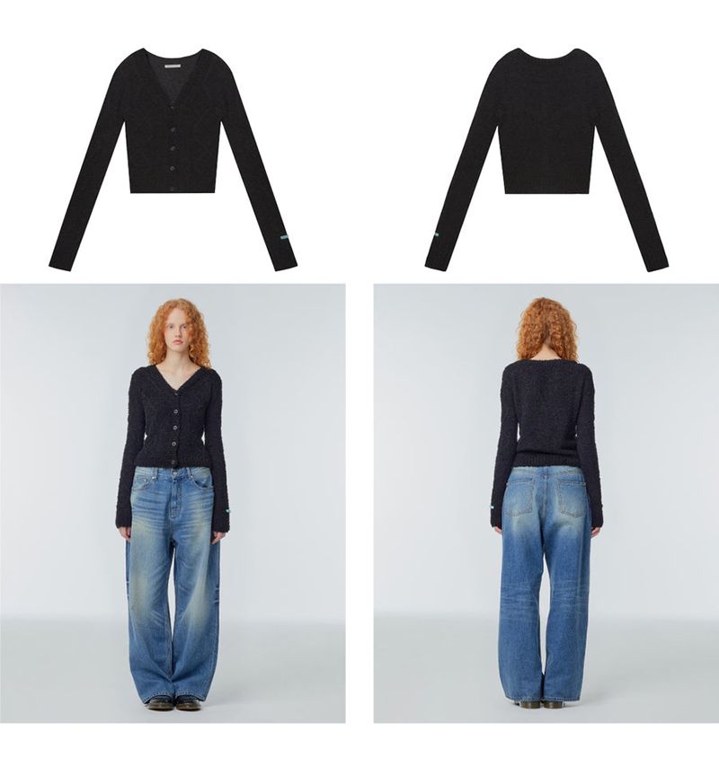 Off-the-shoulder V-neck cardigan