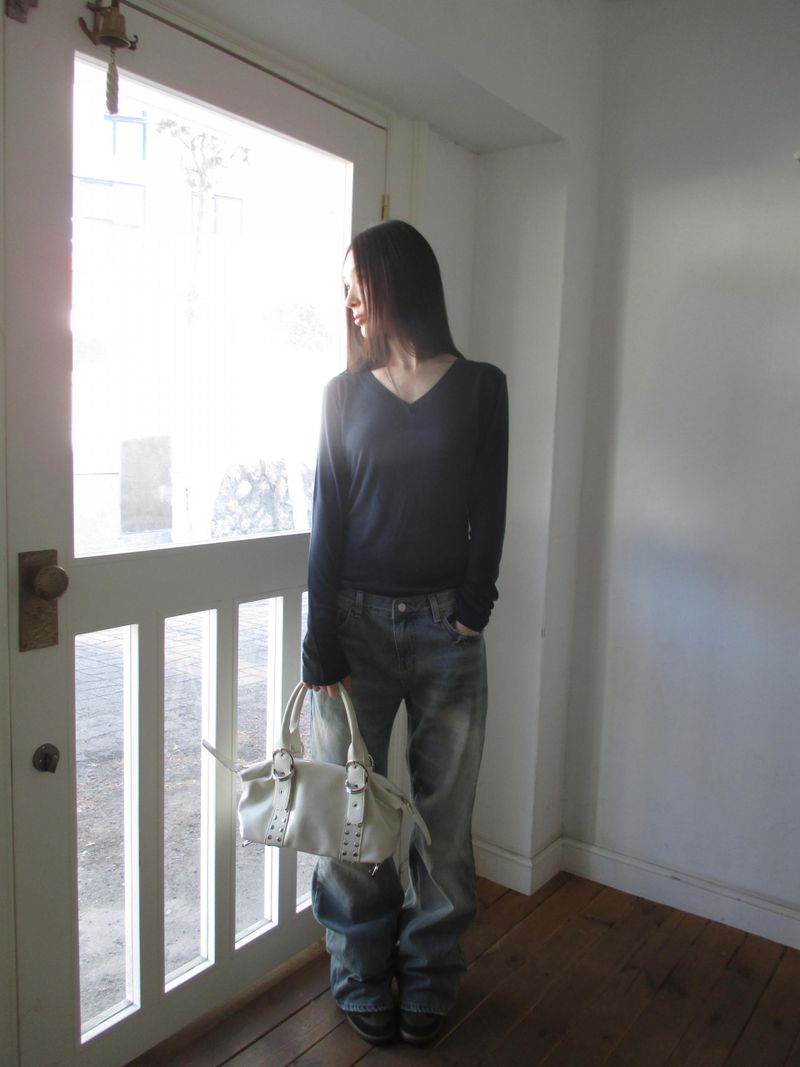 ウール Vネック スリーブTシャツ
