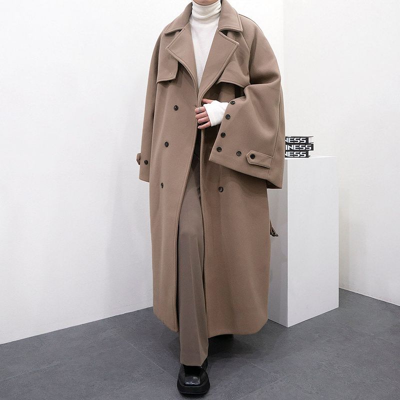 SK Button slit wool robe long coat (3 colors)