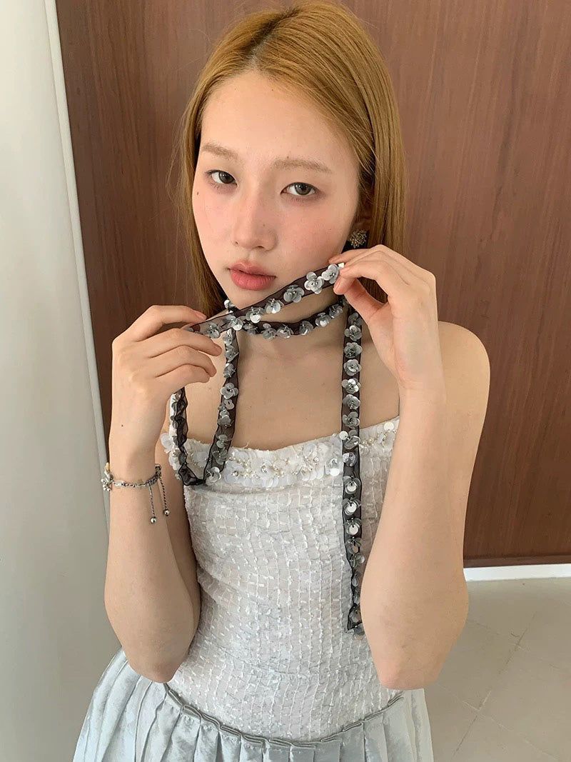 spangle flower necklace(scarf type)