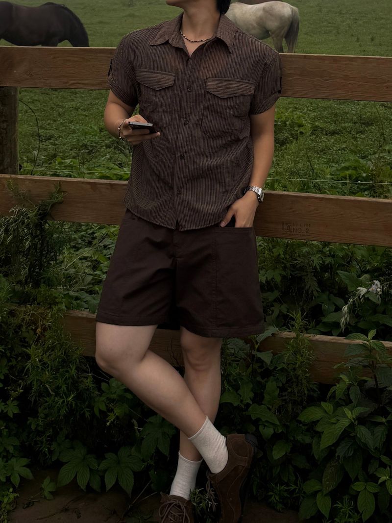 Cooling washah roll-up cropped shirt