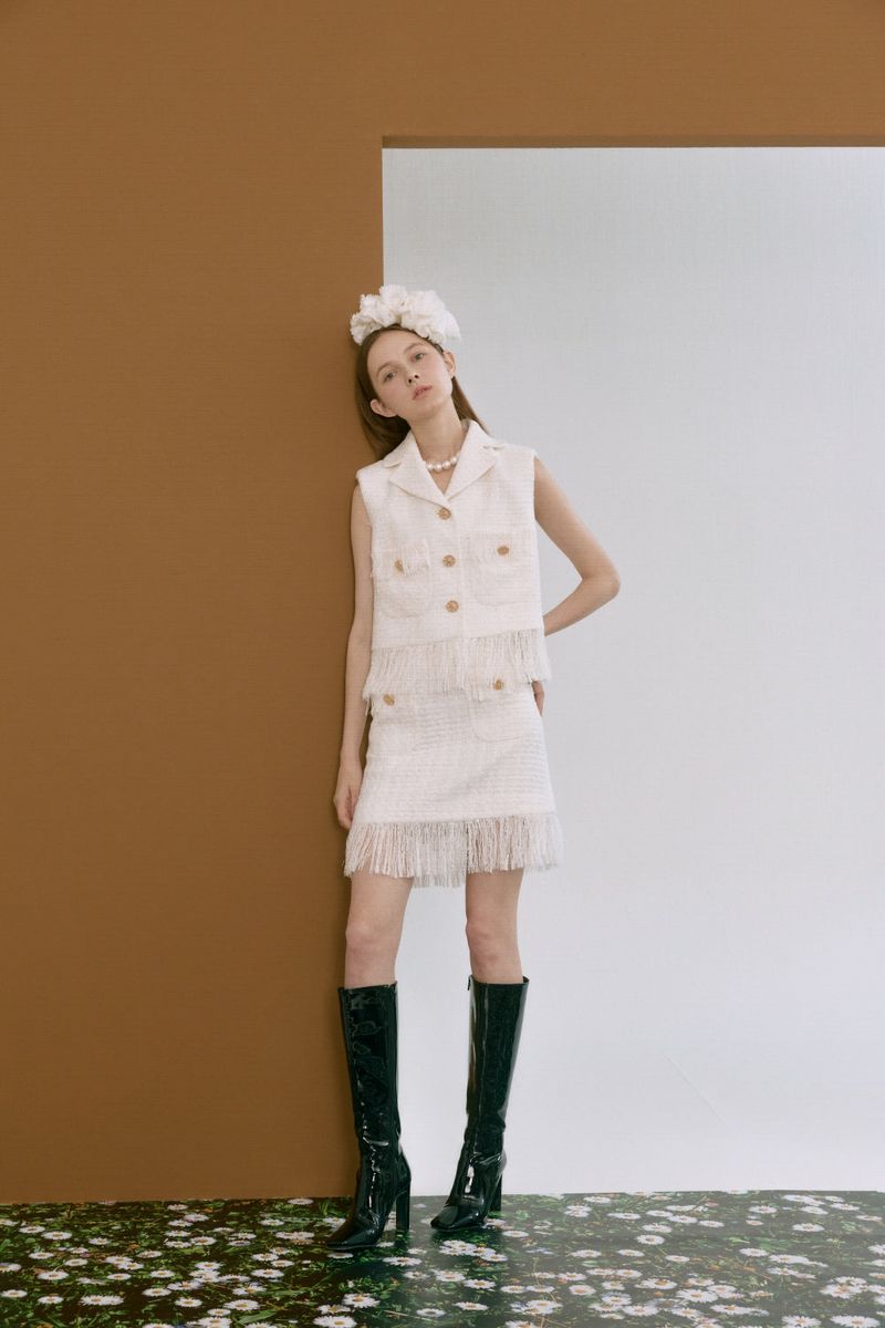 Tweed fringe vest