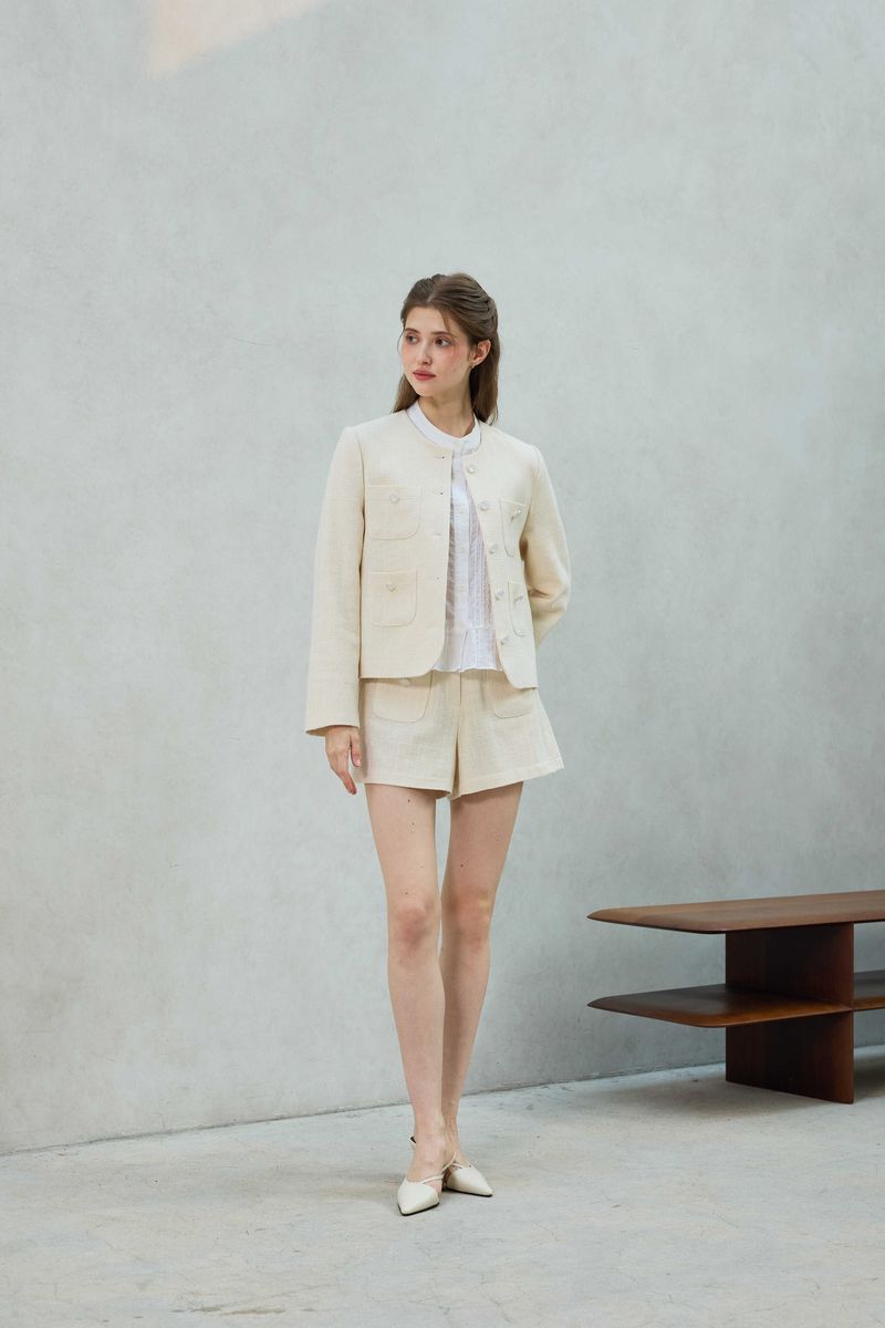 CHERISH TWEED SHORTS PANTS / WHITE