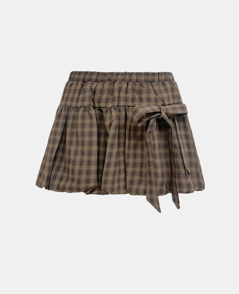 Rosetta Check Ribbon Balloon Skirt