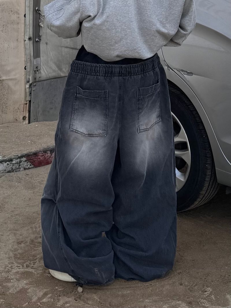 double waist denim pants