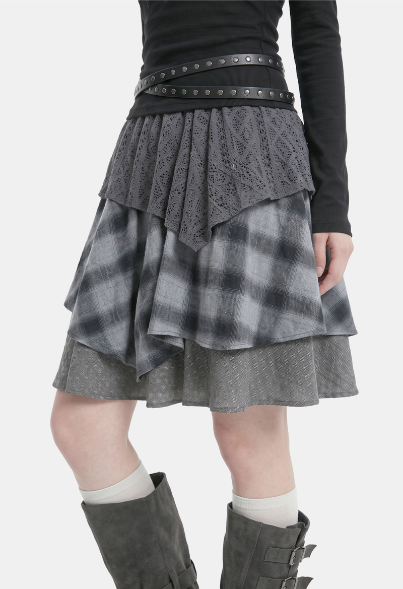 Cressida Tiered Check Skirt