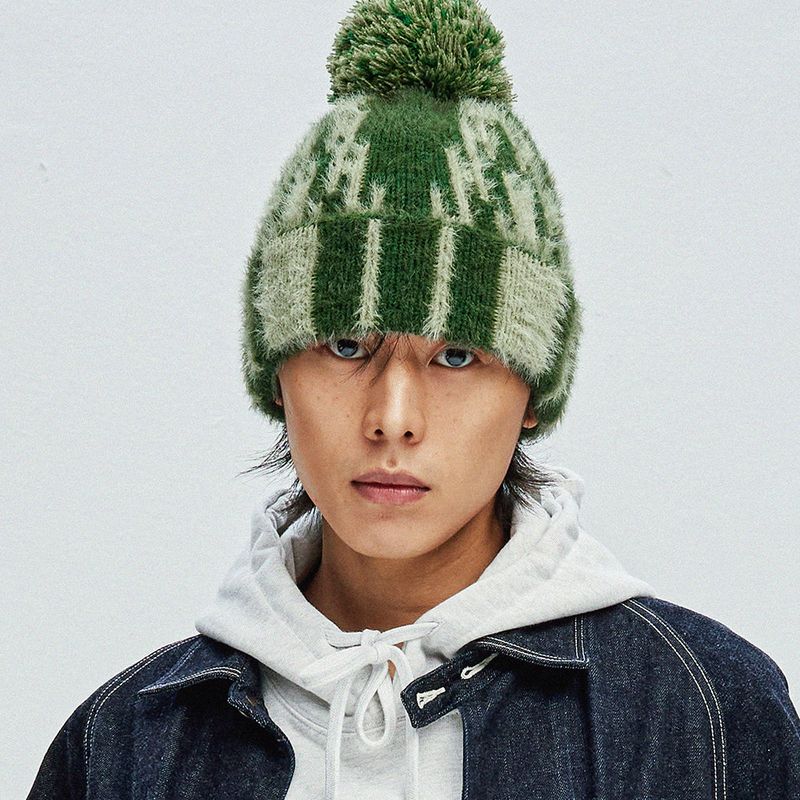 navajo pattern beanie green