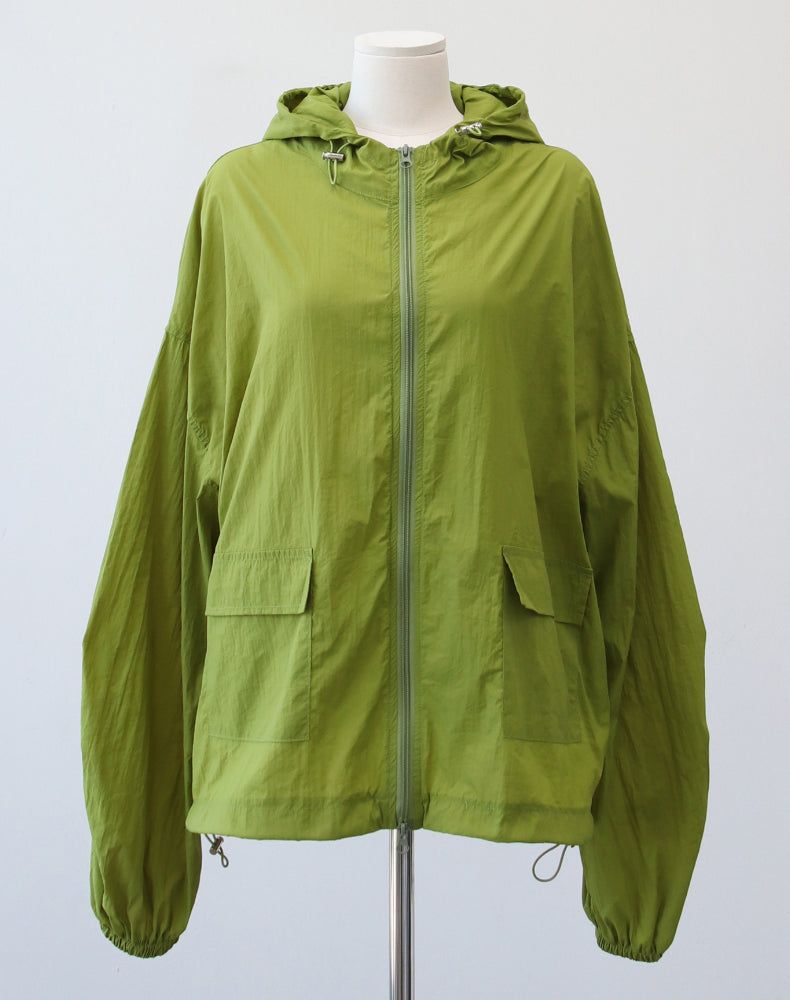 hoody nylon wind breaker (green)