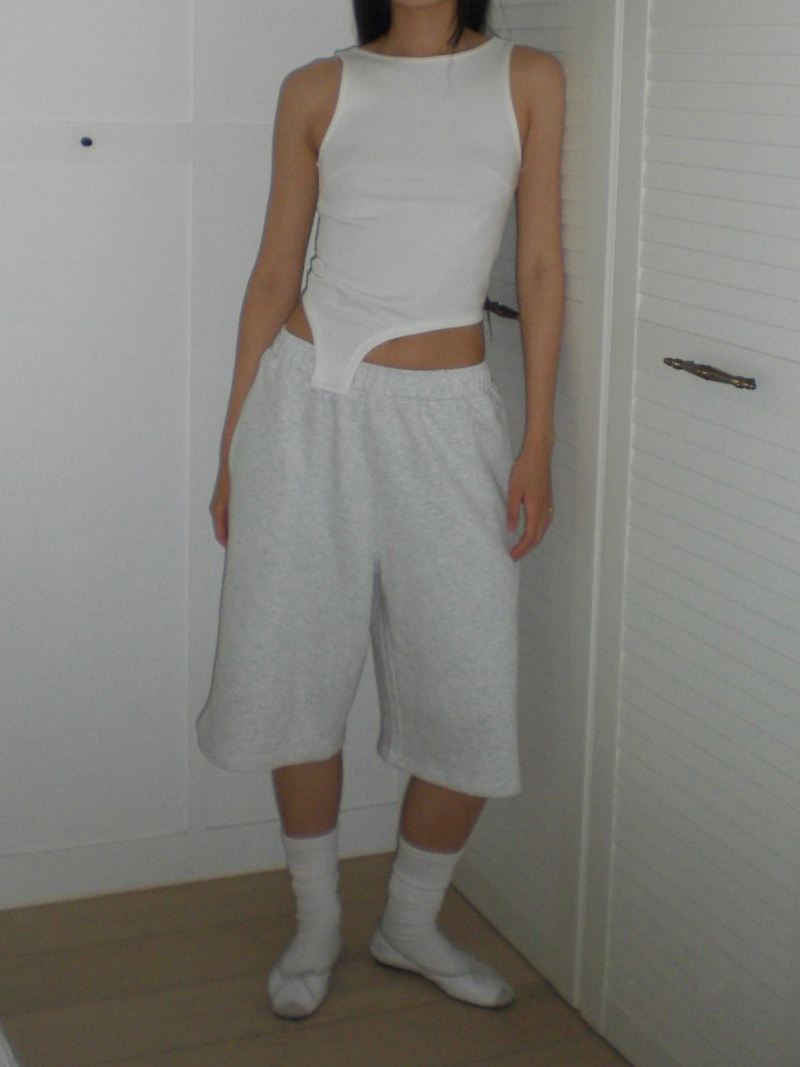 Bermuda sweat pants [White melange]