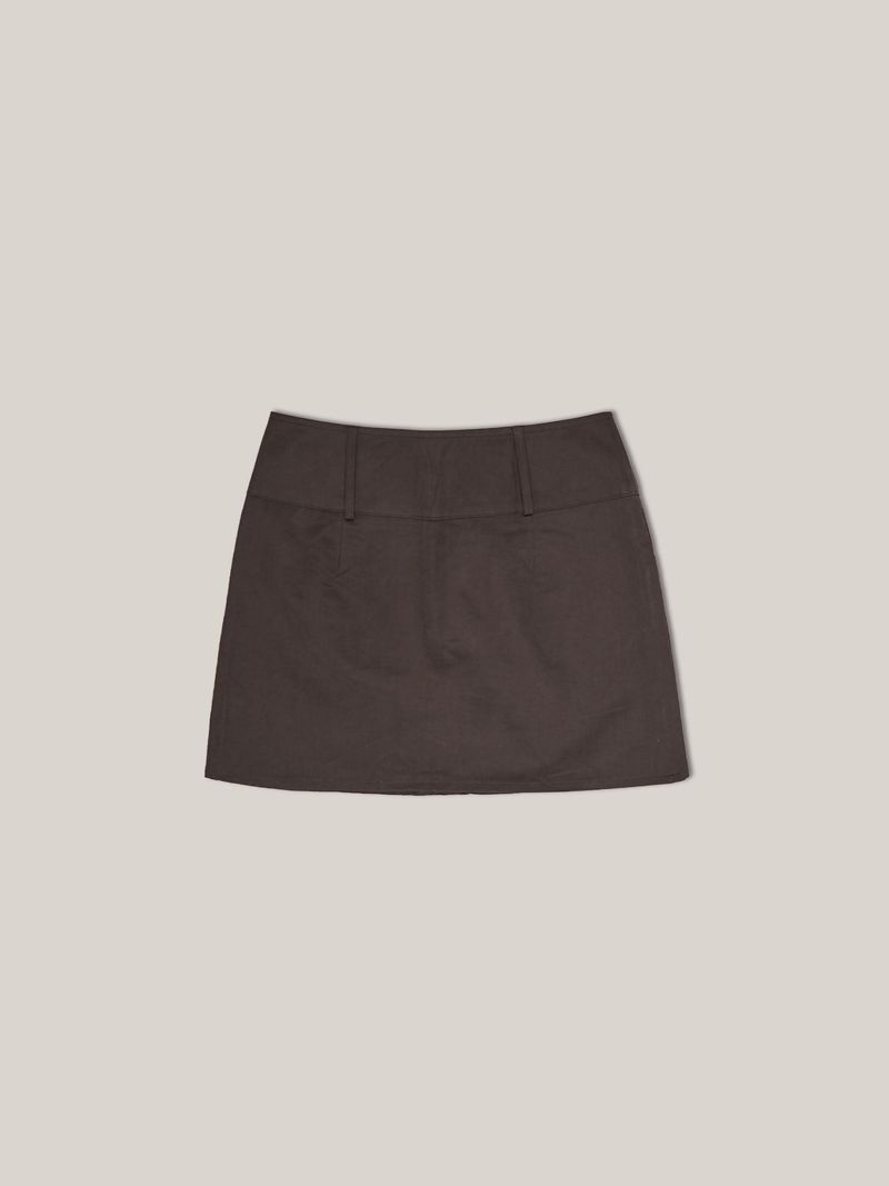 BUTTON MINI SKIRT [ CHARCOAL ]