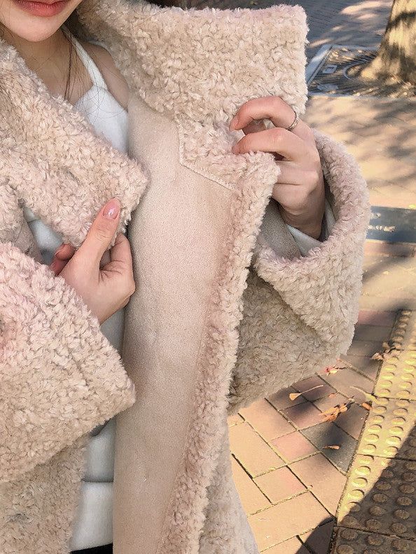 #Fluffy Boucle Ｈigh Neck Half Coat (4color)
