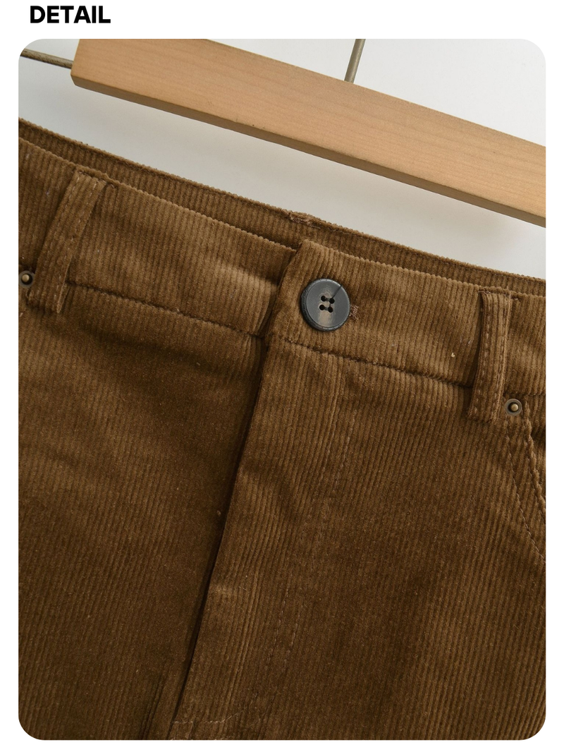 brown corduroy midi skirt
