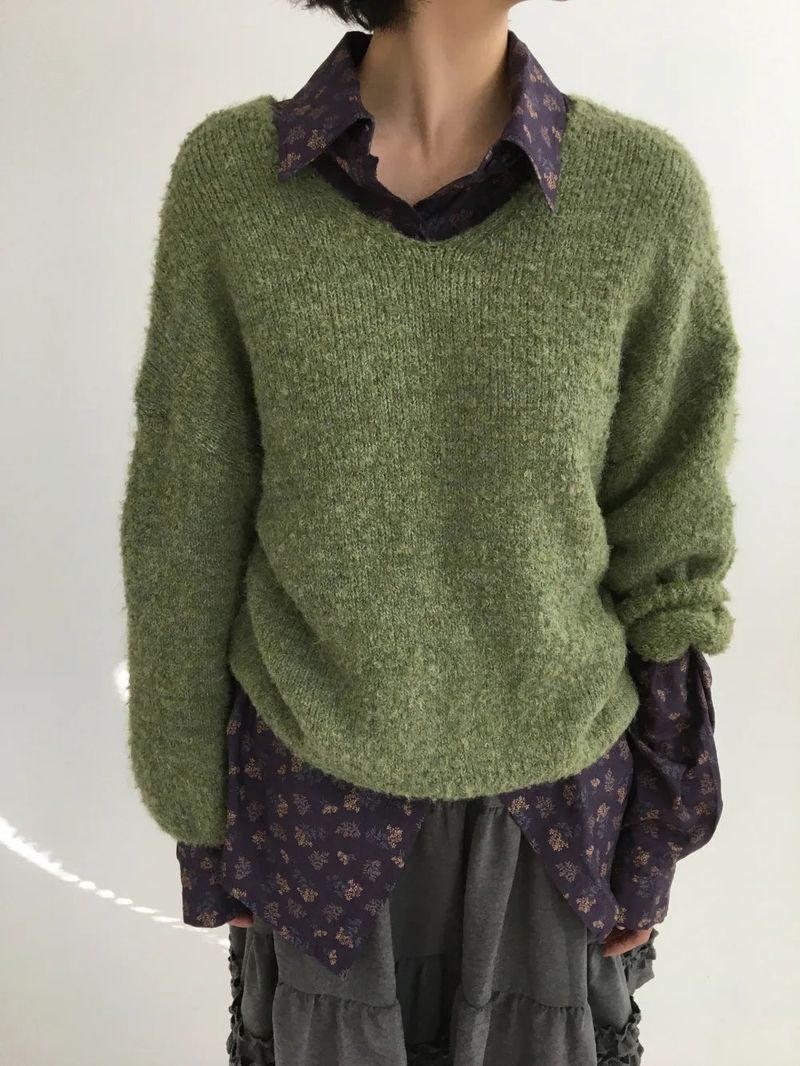 Bonbon Boucle V-neck Knit (5color)