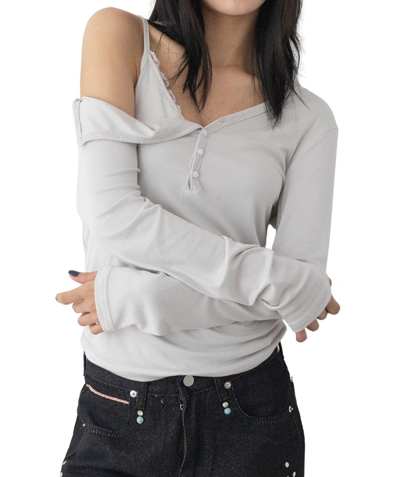 (Set) Mina V-Neck Layered T-Shirt