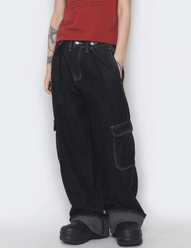 nutellike(ヌテールライク)の「non-faded cargo denim pants(Pants)」