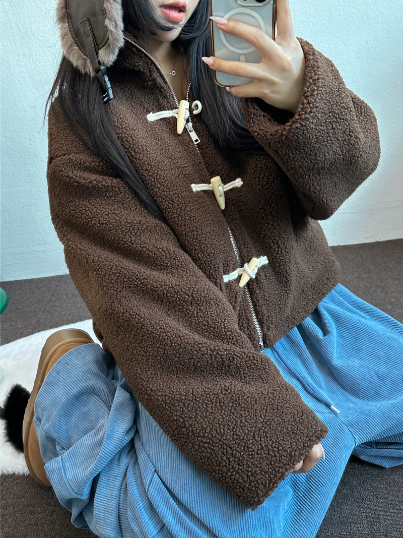 TEDDY CURLY🤎CUTIE PETIT ZIP UP 🤎🧸🐏3COLOR