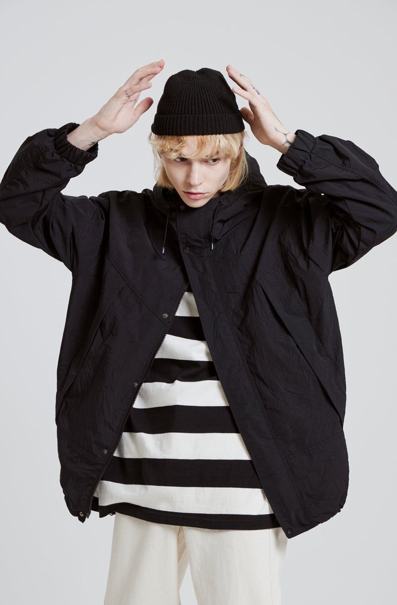 RIPSTOP 2WAY ZIP-UP JACKET [BLACK]