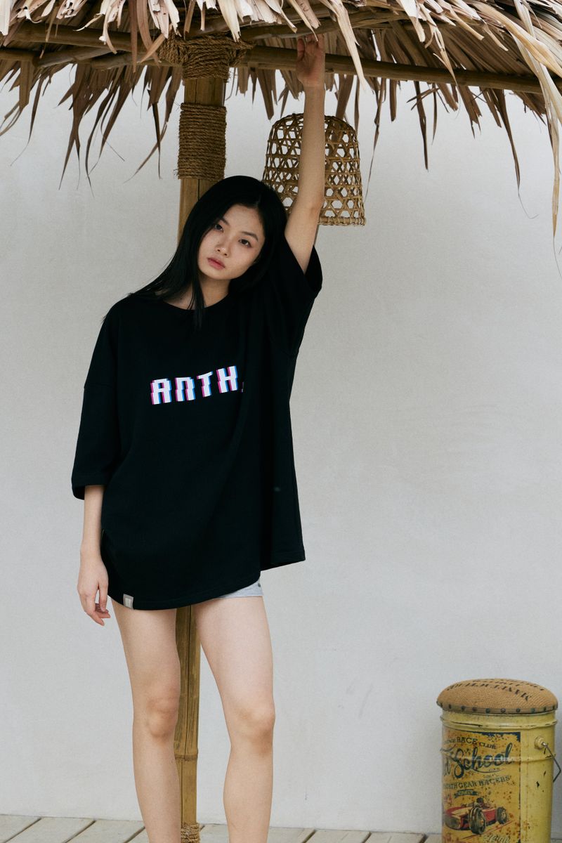 PIXEL PIN-KNIT 1/2 BOX TEE (Black)