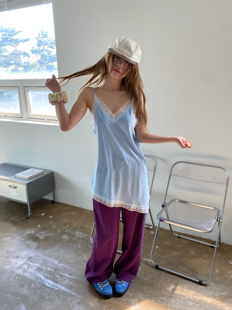side lace nylon pants