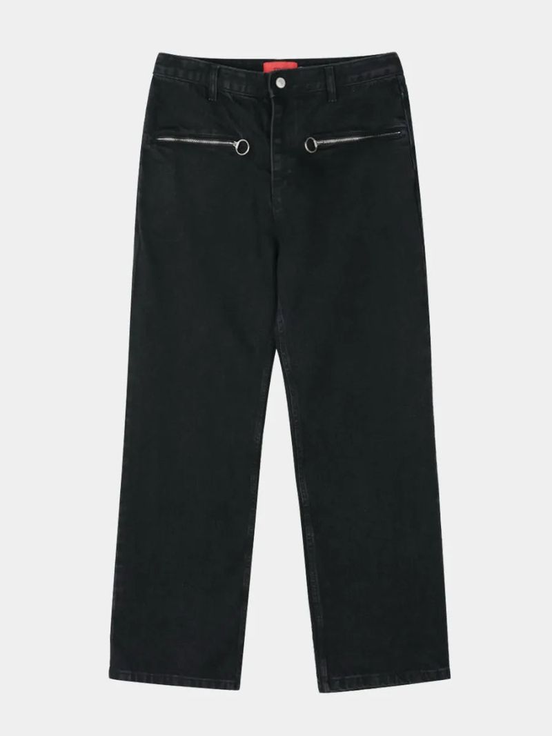 ring zip denim pants