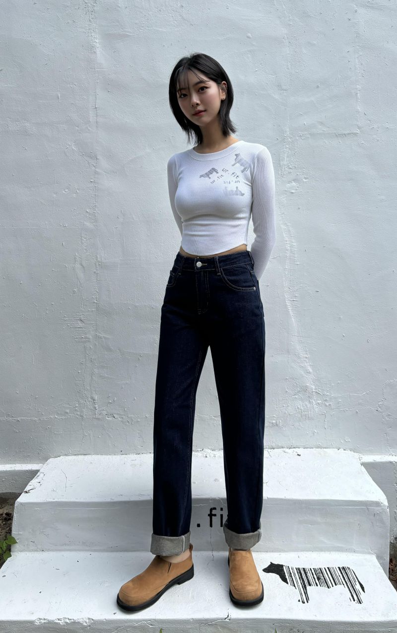 DARK BLUE STANDARD FIT DENIM PANTS code 23003