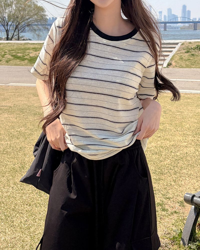 Mect stripe short‑sleeve T‑shirt