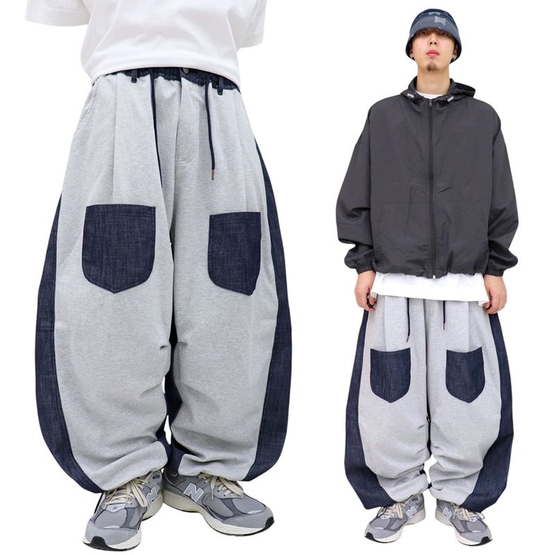 Wide Pocket Contrast Balloon Pants