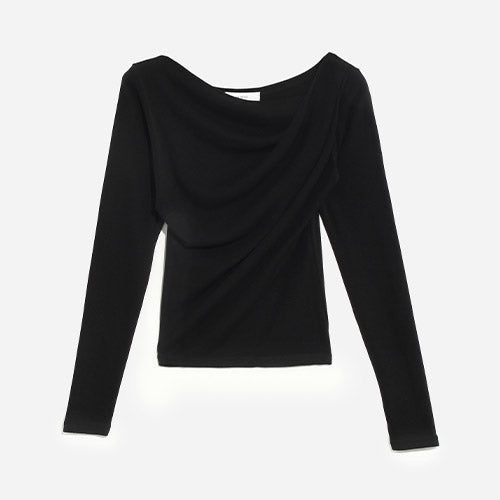 【MADE】Drape neck Shirring T-shirt