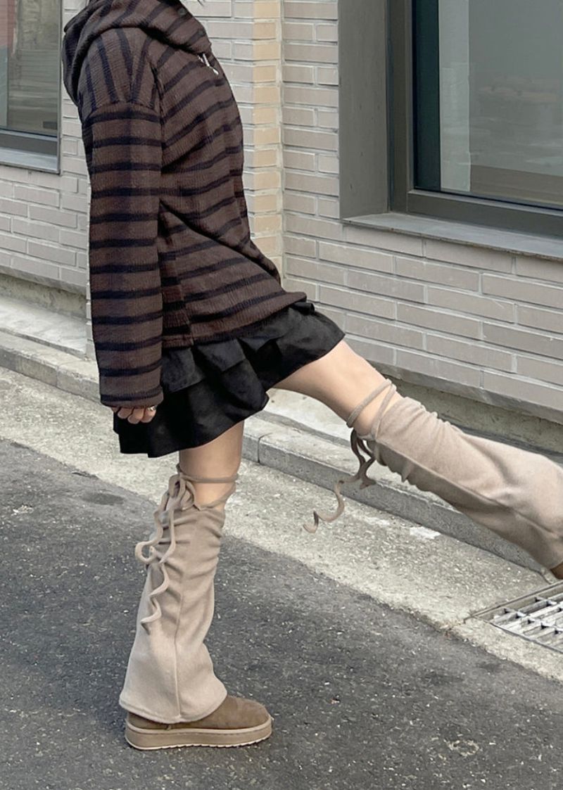 shirring strap ribbon leg warmer