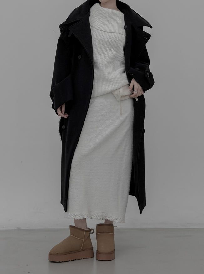 Cozy Lace Knit Long Skirt