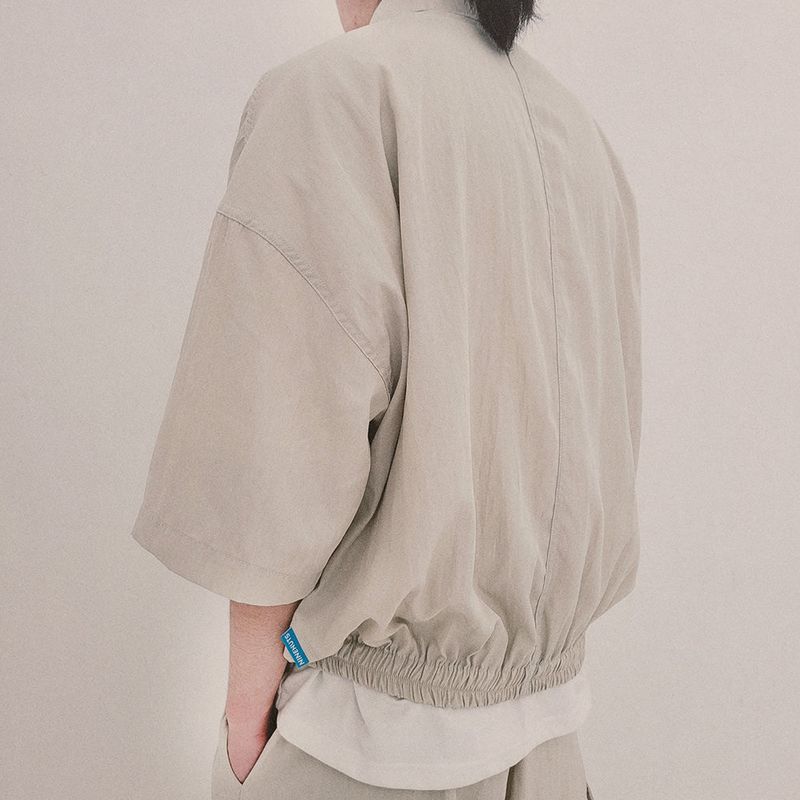 street shape shortsleeve zipup_beige